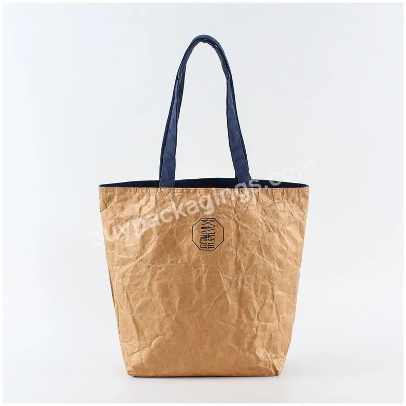 Custom Waterproof Handbags Grocery Tyvek Kraft Paper Tote Bag Shopping Bags Zipper Tyvek Tote Bag