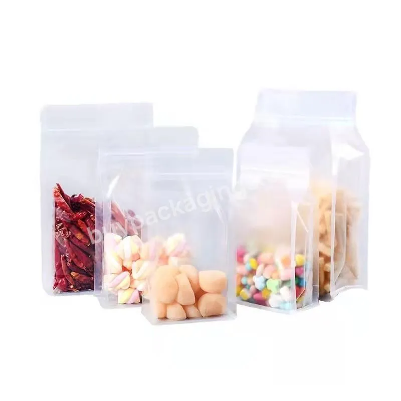 Custom Zipper Frosted Stand Up Pouch Clear High Quality Resealable Ziplock Flat Bottom Bag