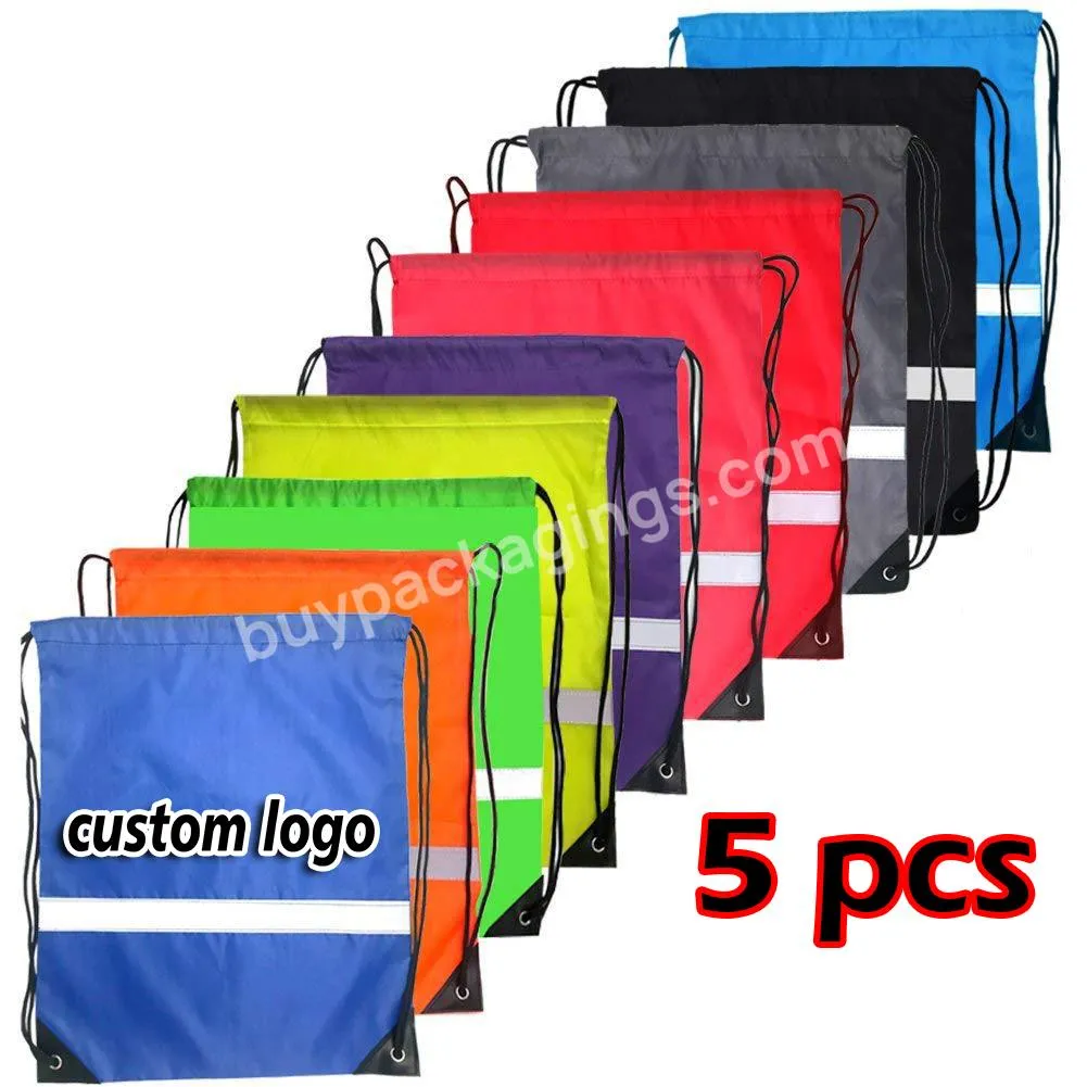 Customised Personalized Safety Reflect Casual Sports Basketball Football Shopping Bag Drawstring Backpacks With Print Logo - Buy Polyester Drawstring Bag,Drawstring Bag,Polyester Backpack Bags.