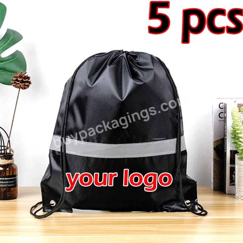 Customised Personalized Safety Reflect Casual Sports Basketball Football Shopping Bag Drawstring Backpacks With Print Logo