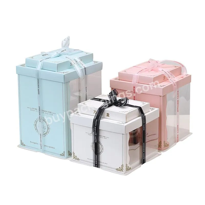 Customization 12 Inch Tall Clear Plastic Transparent Paper Cake Boxes Packaging With Lid