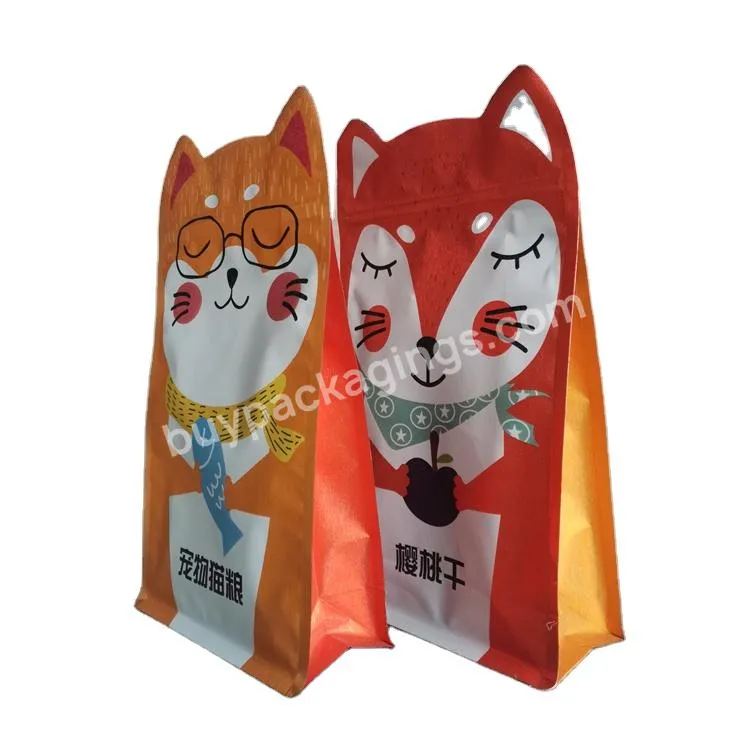 Customization Big Pet Feed Freezer Treat Pe Square Flat Bottom Standing Package Mylar Pouch Bag Cat Dog Food Packaging