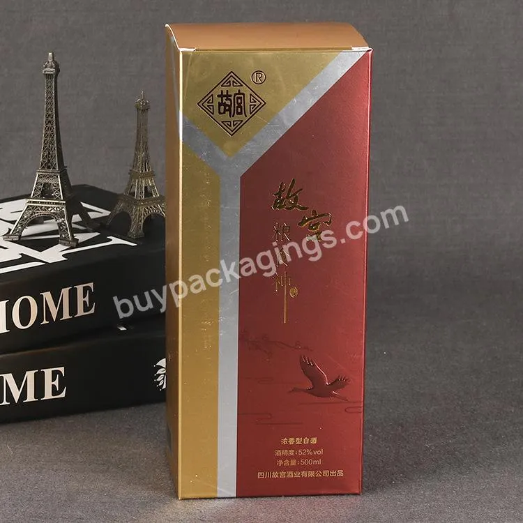 Customize Design High Quality Luxury Gold Foil Paper Wine Box Packaging