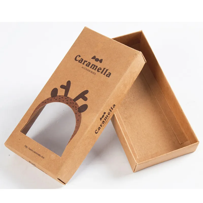 Customize eco kraft paper printed flat folding paper box for child socks package