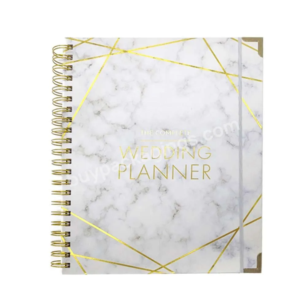 Customize High Quality Luxury Marble Hard Cover Pink Paper Journals Notebooks And Wedding Organiser Planner