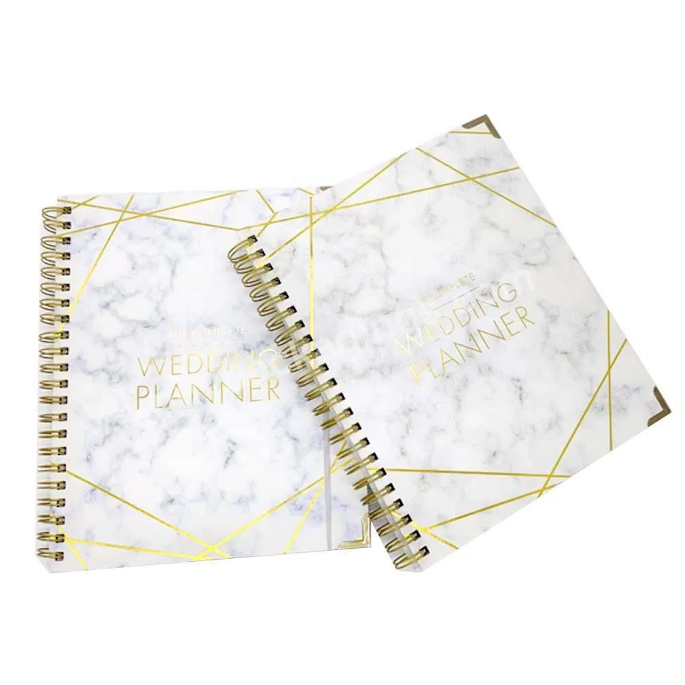 Customize High Quality Luxury Marble Hard Cover Pink Paper Journals Notebooks And Wedding Organiser Planner