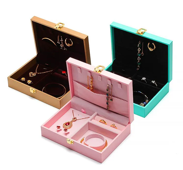 Customize Logo Printed Fabulous Leather Paper and Wood Jewelry Travel Box with Metal Lock