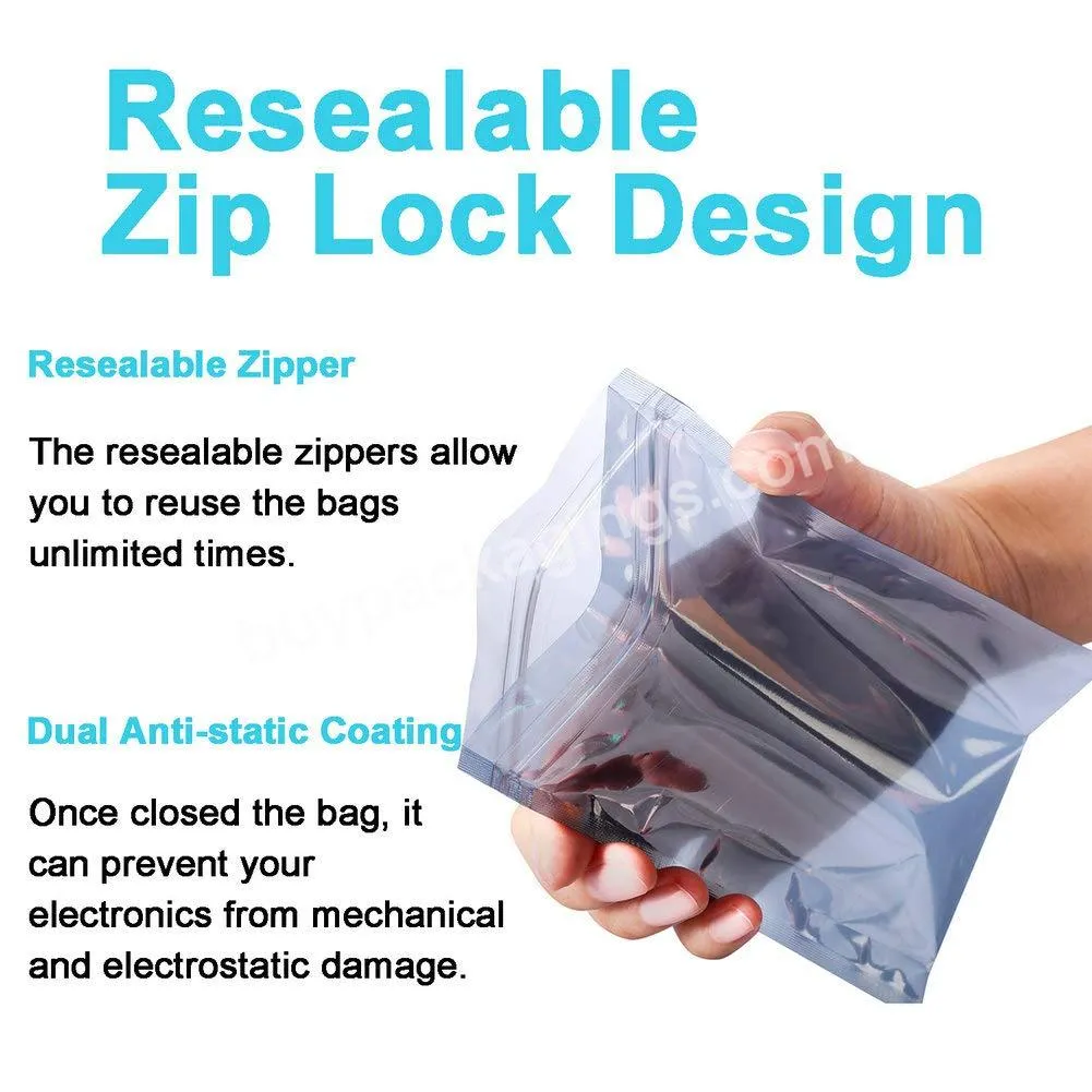 Customize Printed Foil Esd Anti Static Shielding Antistatic Zip Lock Packing Moisture Barrier Bag