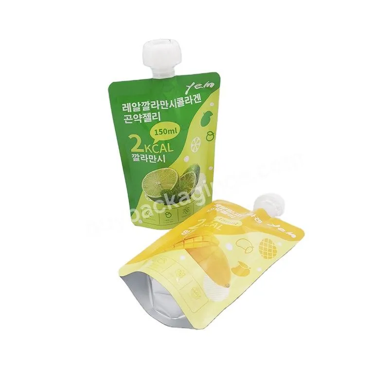 Customized Beverage Liquid Food Packaging Bag With Spout Drink Stand Up Spout Juice Pouch Bag