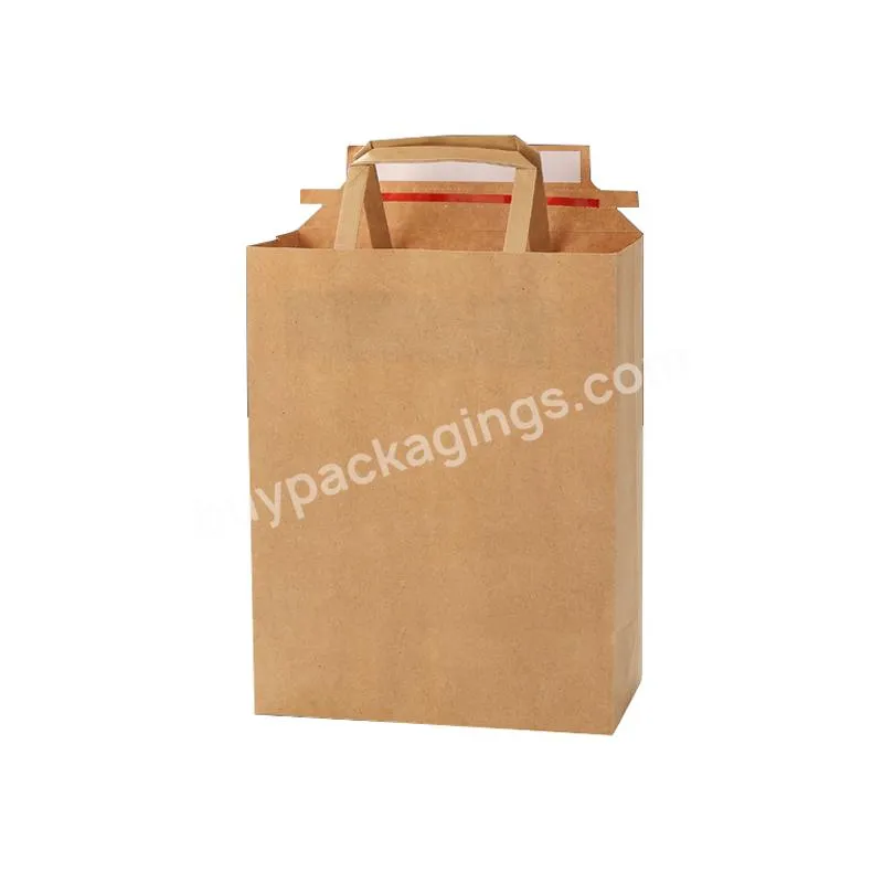 Customized Biodegradable Brown Kraft Paper Express Envelopes Shipping Packaging Bags With Handles