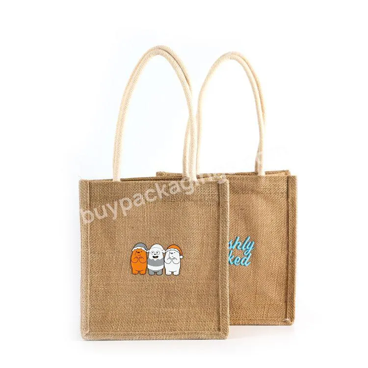 Customized Casual Summer Ladies Shopping Bag Jute Handbag Eco Burlap Tote Bag Shopping Tote Bag For Women