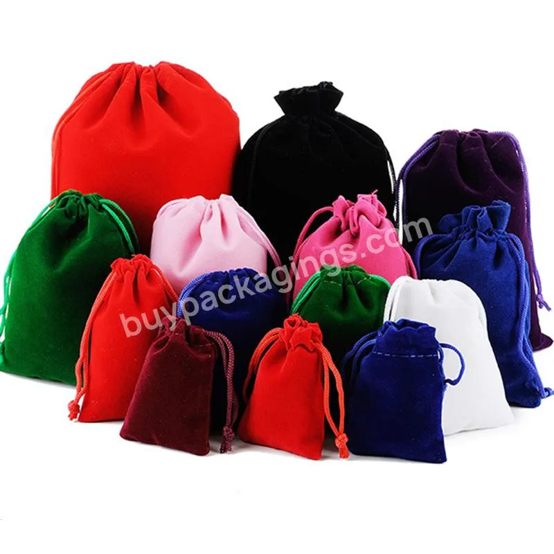 Customized Colorful Flannel Jewelry Packaging Display Drawstring Packaging Gift Bag