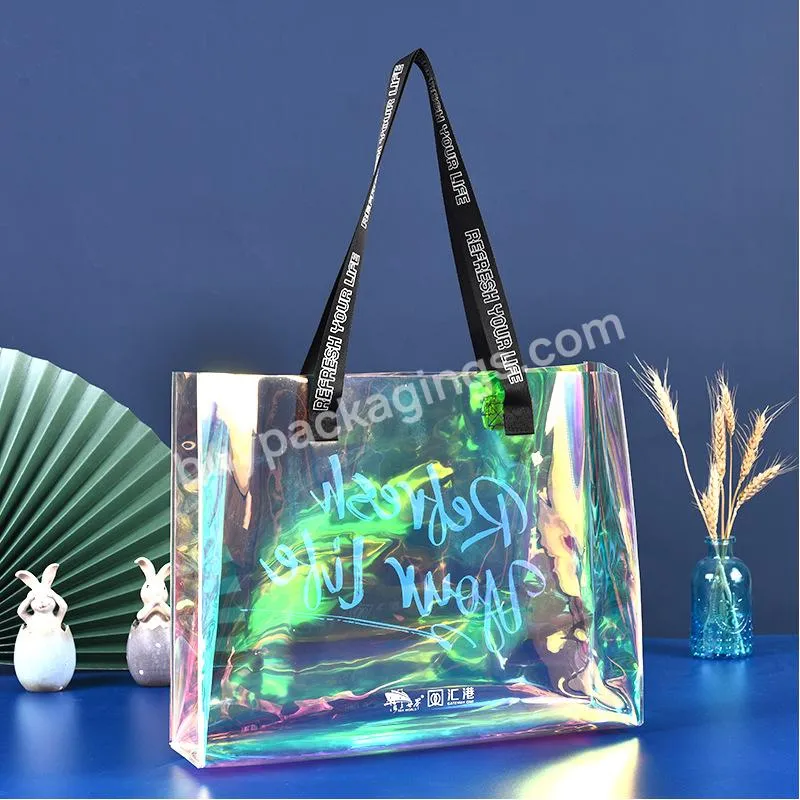 Customized Colorful Plastic Travel Tote Bag Transparent Pvc Packing Bags For Shopping