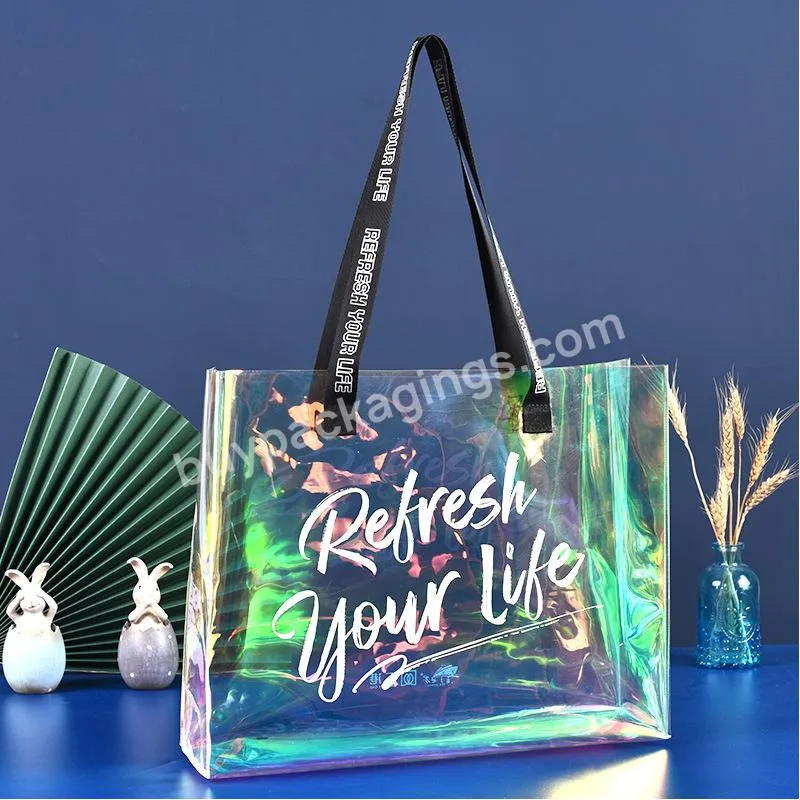 Customized Colorful Plastic Travel Tote Bag Transparent Pvc Packing Bags For Shopping