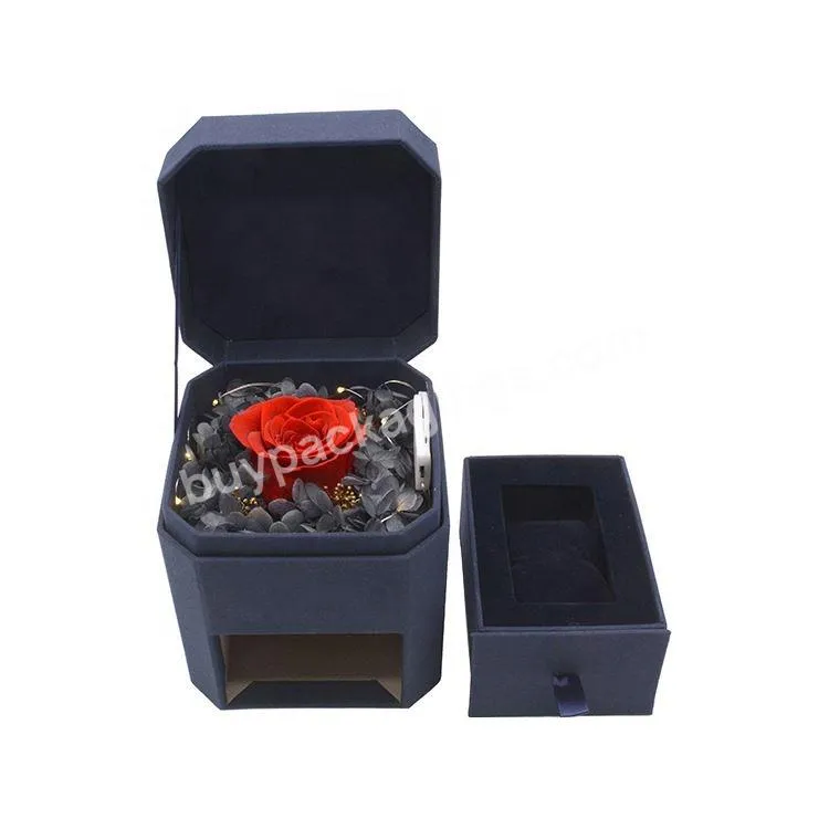 Customized Design Luxury Drawer Gift Packaging Box Packaging Drawer Box Rose Flower decorate music box