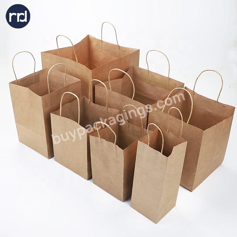 Customized Eco Friendly Brown Kraft Paper Bag For Fast Food Takeaway Clothing Packaging Bags