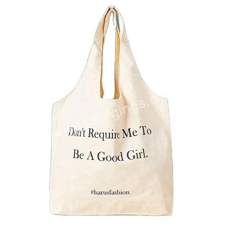 Customized Eco-friendly Recycle Classic Large Letter Vest Handbag Grocery Washable Women Ladies Cotton Canvas Tote Shopping Bag