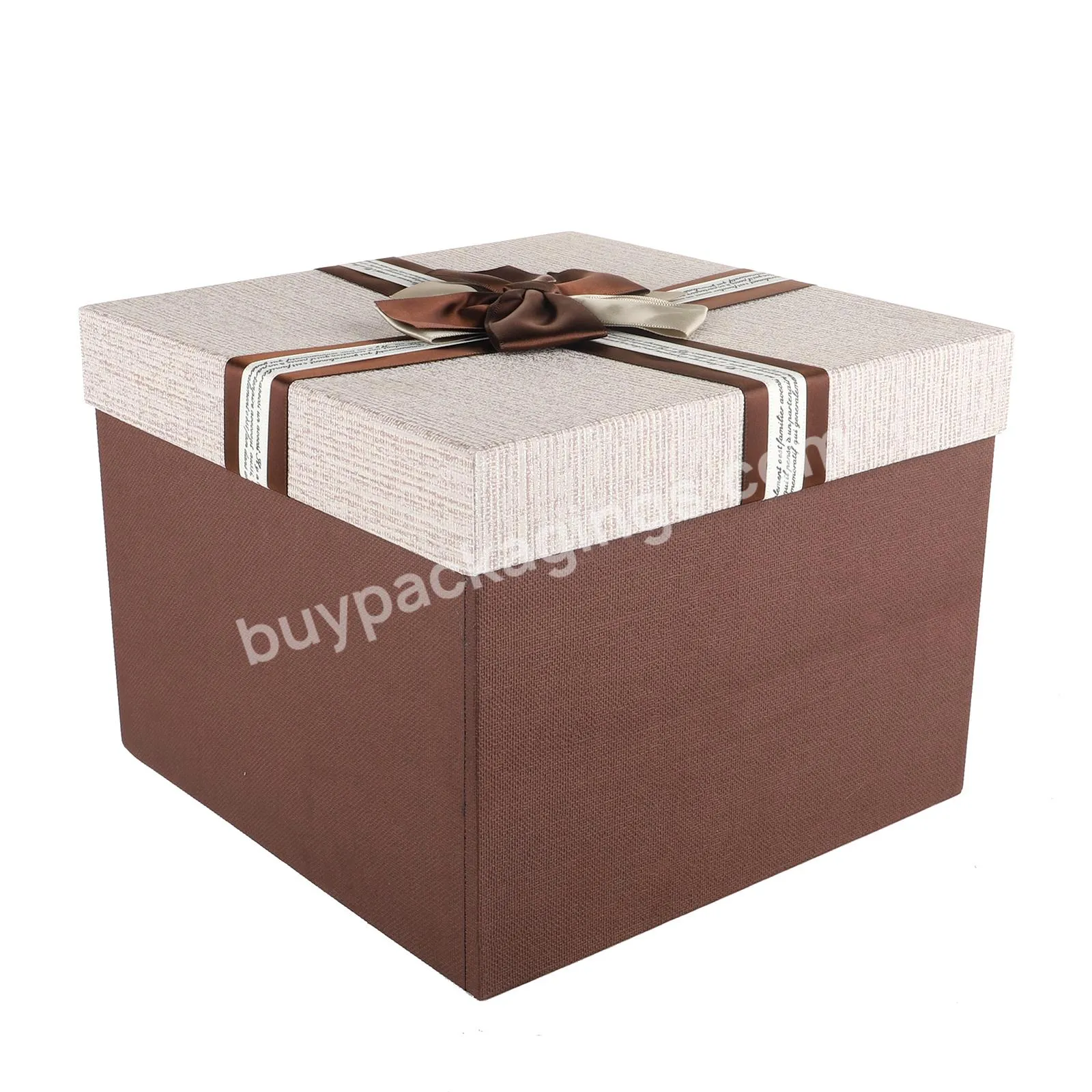 Customized Fancy Luxury Rigid Cardboard Paper Packing Gift Box Set With Ribbon Tie