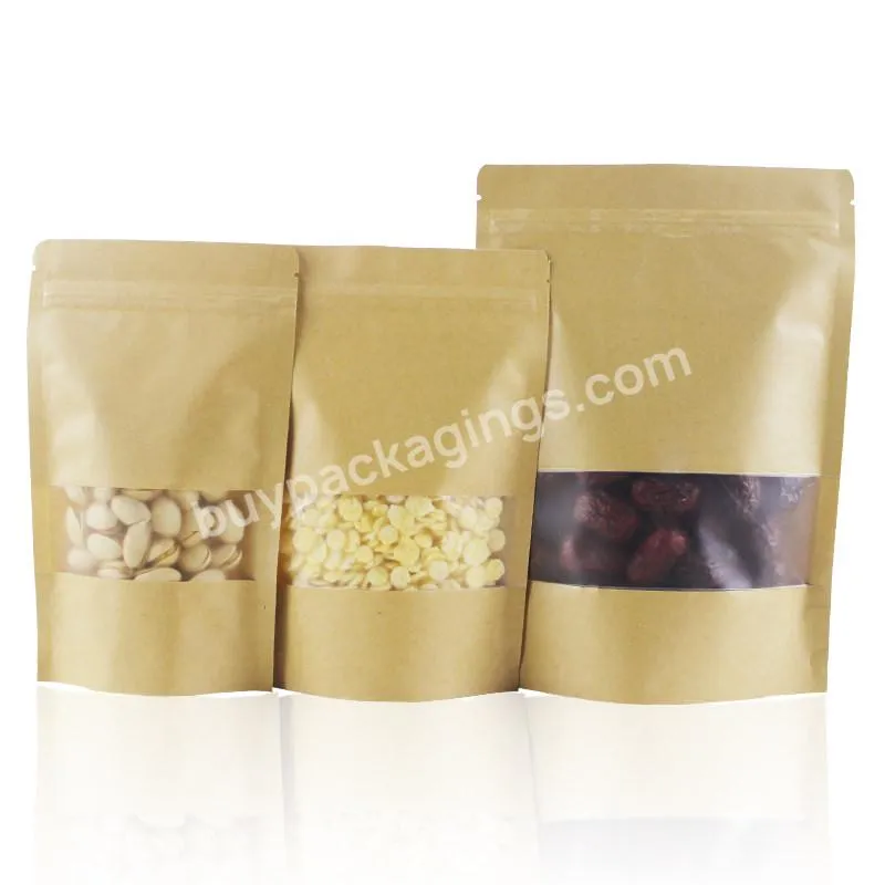 Customized Free Sample Kraft Paper Stand Up Pouch Food Packaging Bag