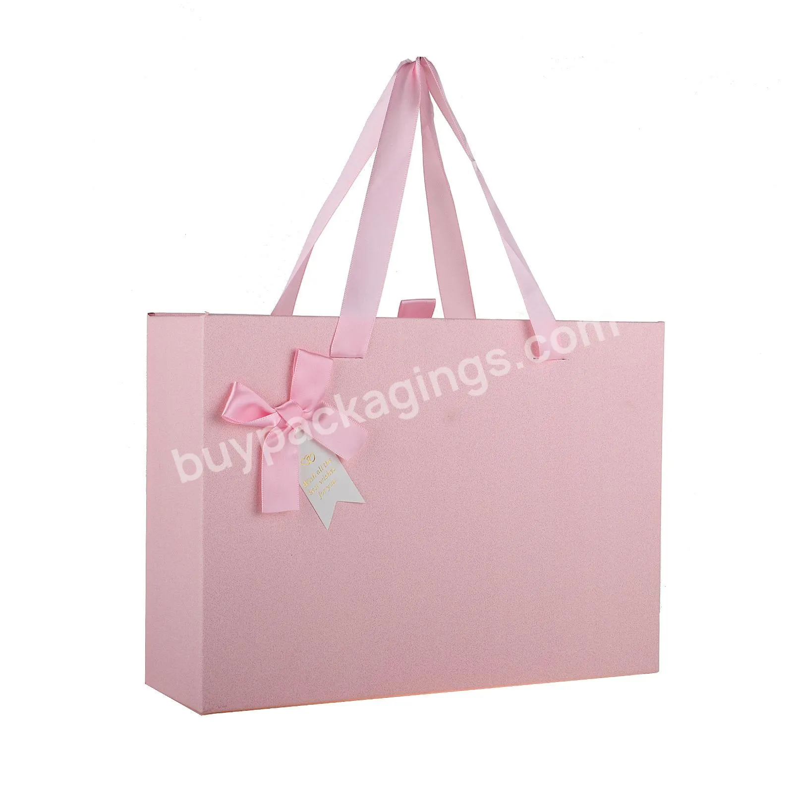 Customized High Quality Luxury Pink Romantic Glossy Cardboard Ribbon Gift Box