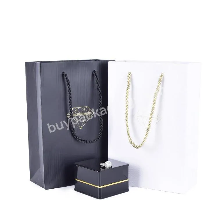 Customized Jewelry Black Paper Bags Bolsas Joyeria Papel  Negra Y Dorado