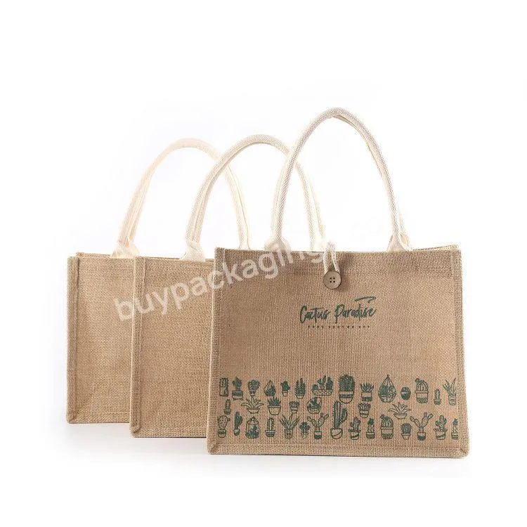 Customized Large Capacity Handle Shopping Bags Beach Jute Bag Burlap Tote Bags For Women - Buy Custom Jute Bags,Jute Bag Burlap Shopping Bag,Cheap Shopping Bags Jute Bags.