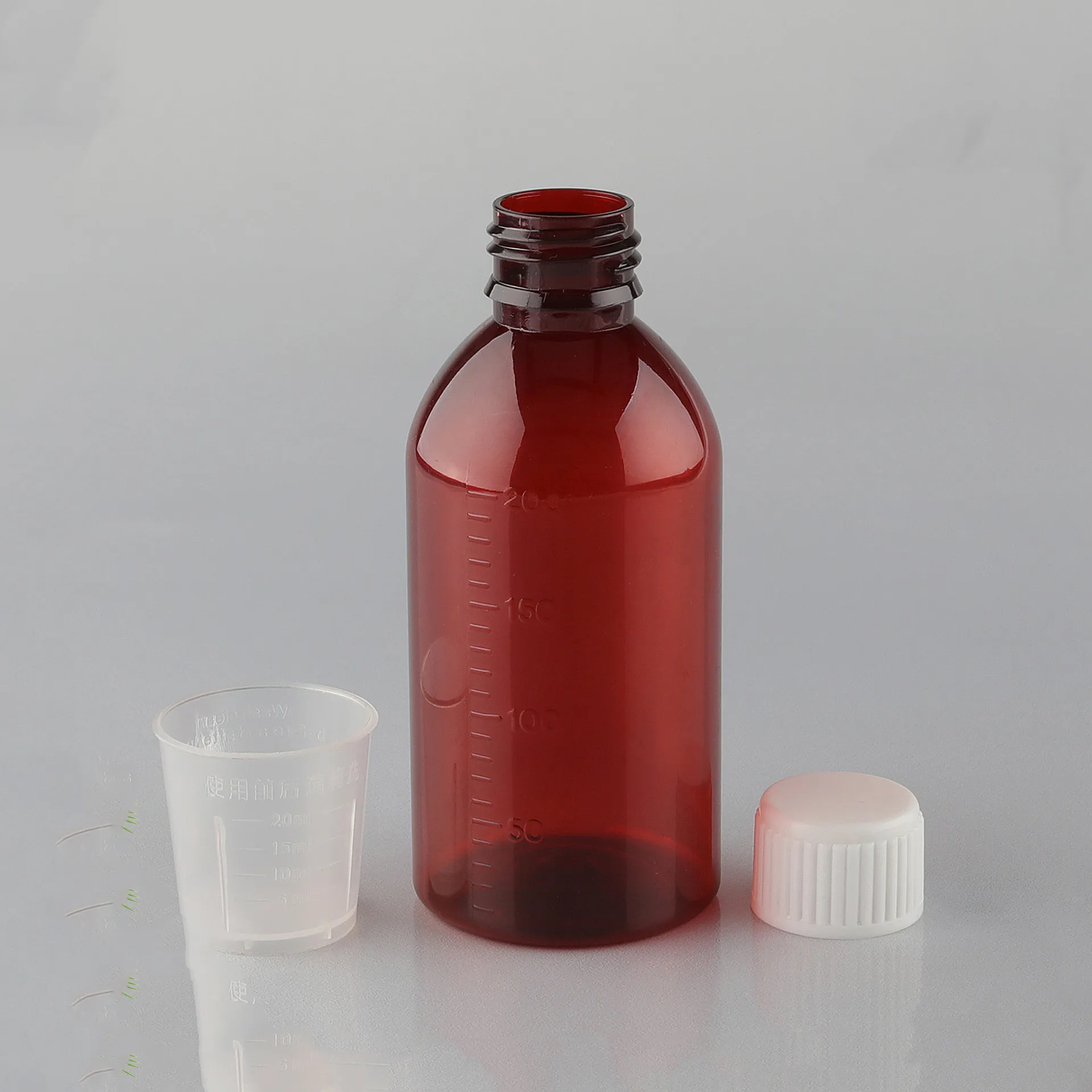 Customized Logo Cheap Price 200ml PET Brown Color Light-proof plastic For Oral Medicine Liquid Plastic Bottle