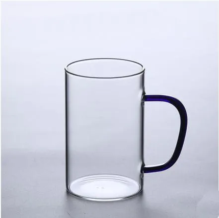 Customized Logo Clear Borosilicate Insulated Tea Coffee Cup Milk Water Glass Mugs With Multi Colors Of Handle