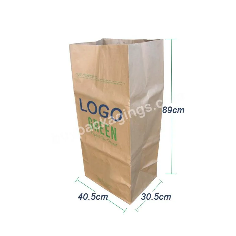Customized Logo Heavy Duty Lawn And Leaf Bag Paper Garbage Bag Garden Waste Bag