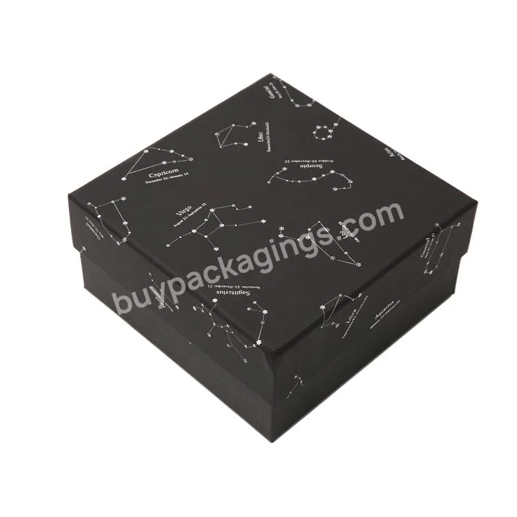 Customized Logo Hot Stamping Elegant Black Rigid Gift Jewelry Paper Box
