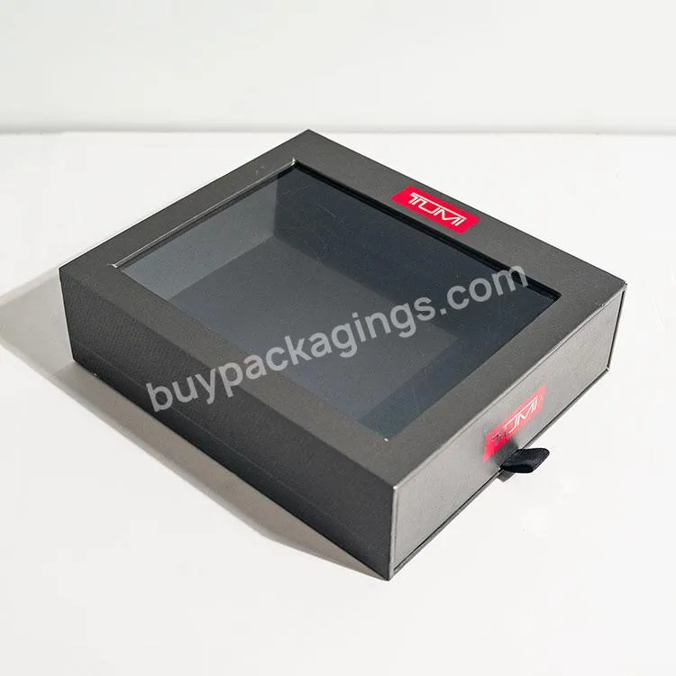 Customized Logo Jewelry Box Earrings/ring/necklace Flat Packed Gift Box With Clear Lid
