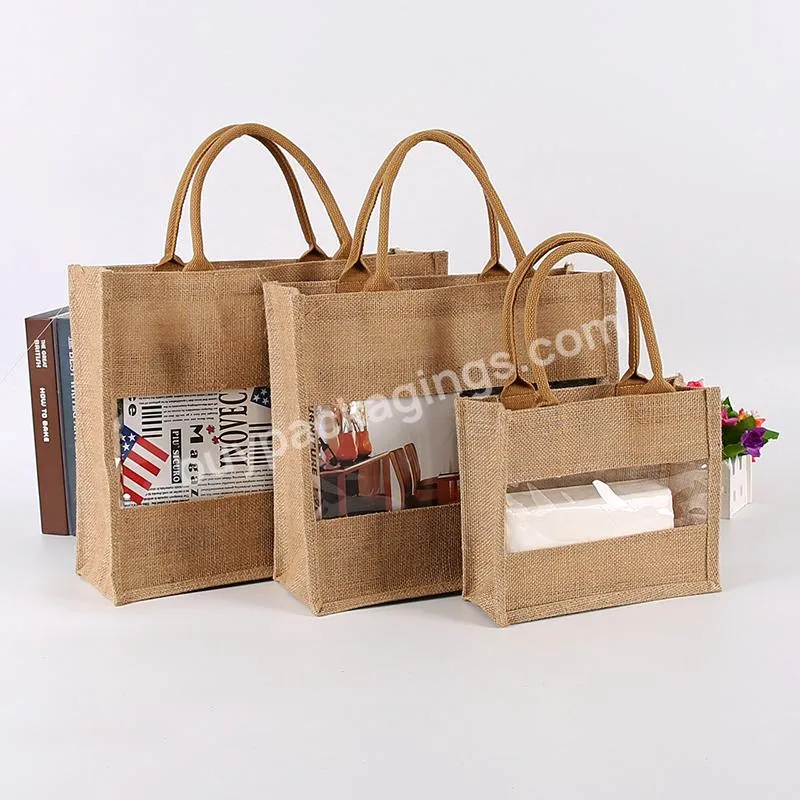 Customized Logo Jute Tote Bags Transparent Clear Pvc Reusable Wear-resistant Beach Handbags