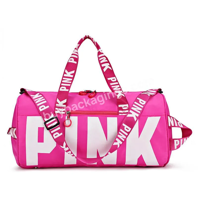 Customized Logo Large Capacity Pink Duffle Bags Gym Women Waterproof Sports Travel Bag