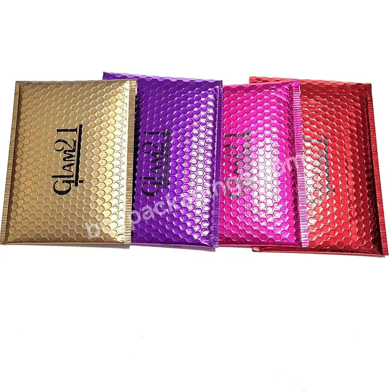 Customized Logo Metallic Bubble Envelope Rose Gold Foil Bubble Mailers Shipping Mailing Bags