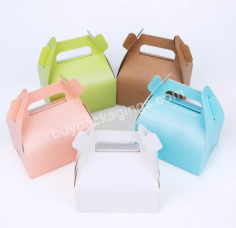 Customized Logo Pink Green Wedding Day Cardboard Carrying Gift Cake Dessert Treat Box