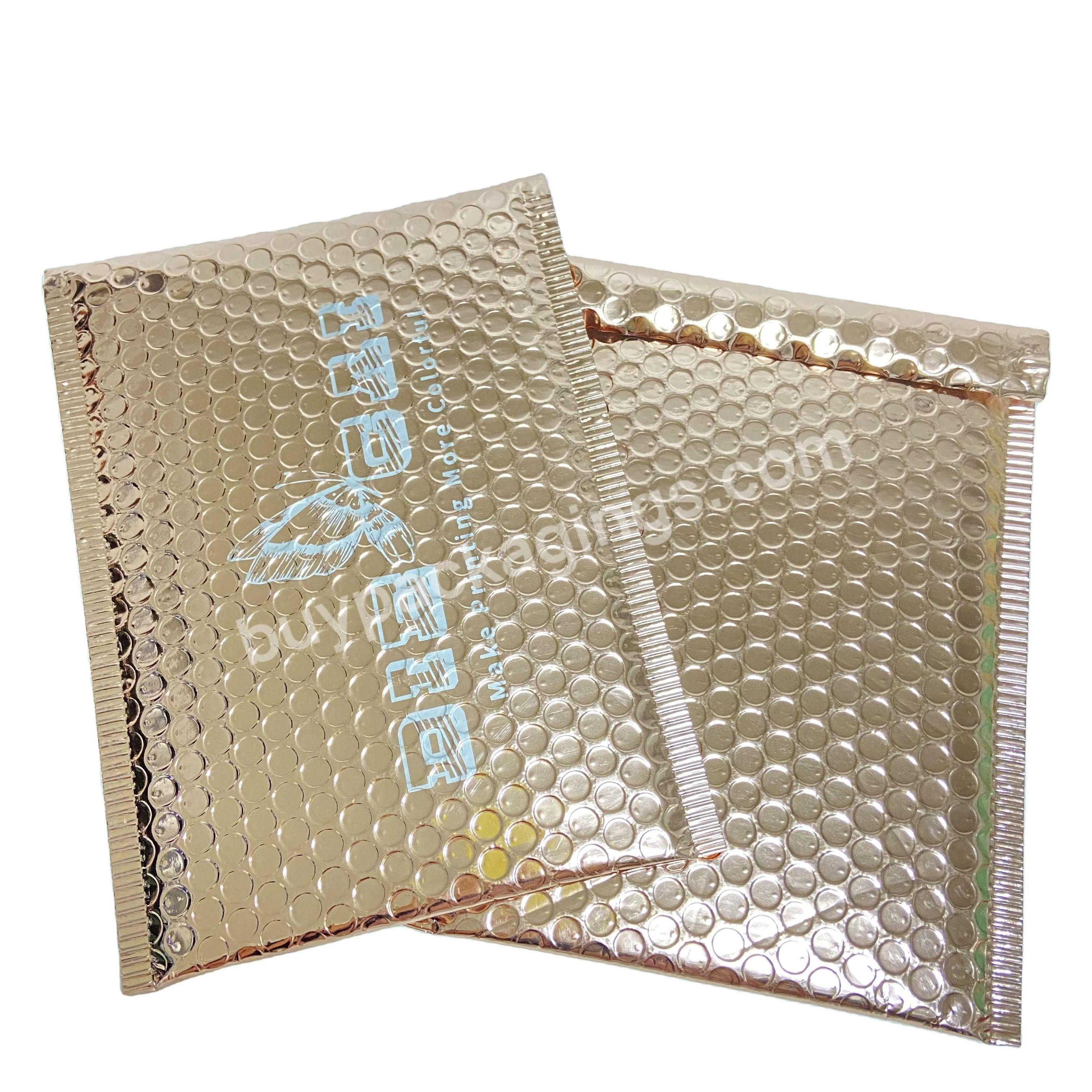 Customized Logo Printed Gold Foil Metallic Padded Packaging Plastic Envelopes Mailing Bag Poly Envelopes Bubble Mailers