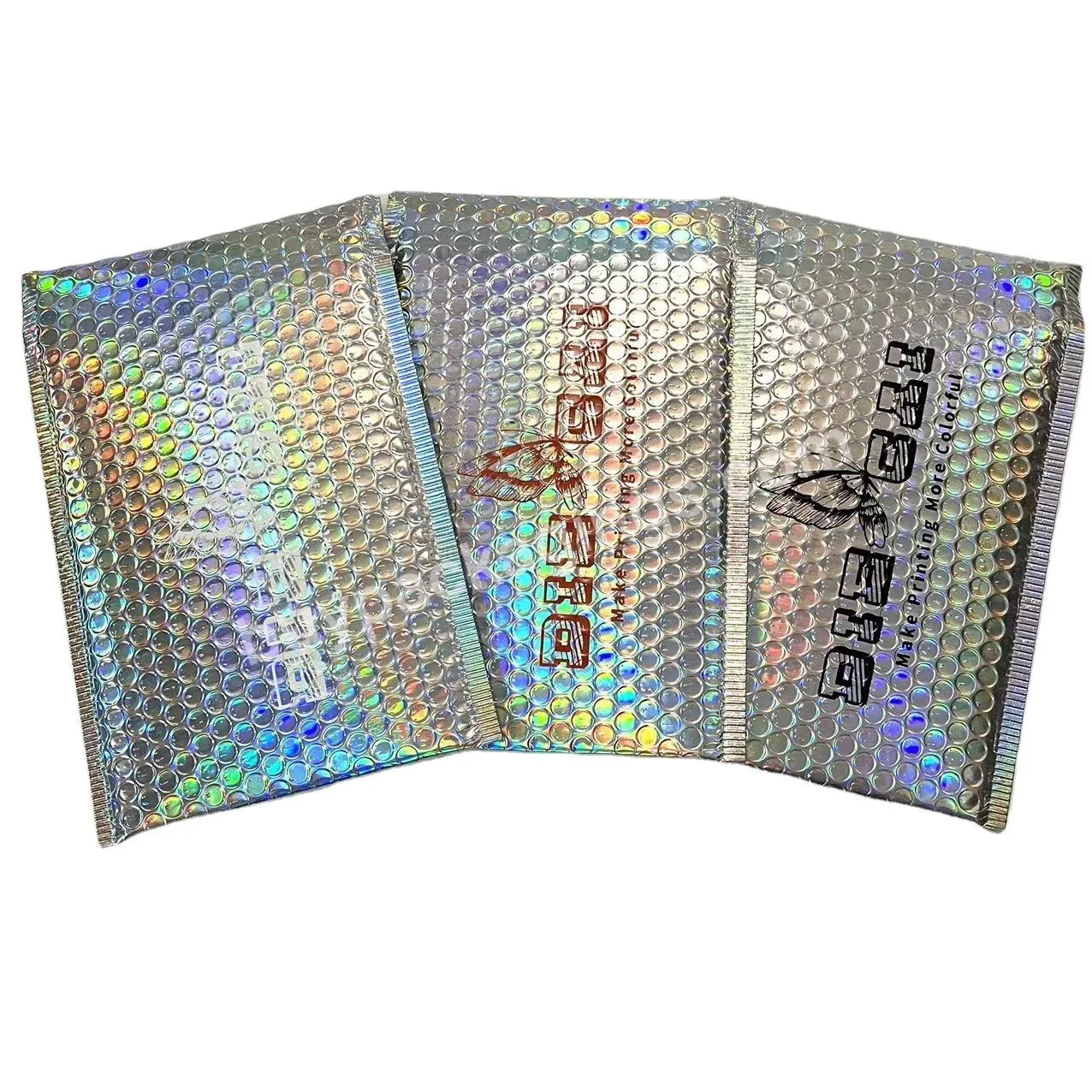 Customized Logo Recycle Holographic Black Bubble Padded Wrap Envelopes Packaging Poly Bubble Mailer Poly Mailers Bubble Padded