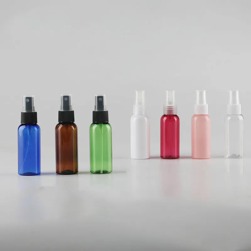 Customized Logo Round Spray Bottle Pet Material Multiple Color Red Blue Clear Texture Plastic Bottle