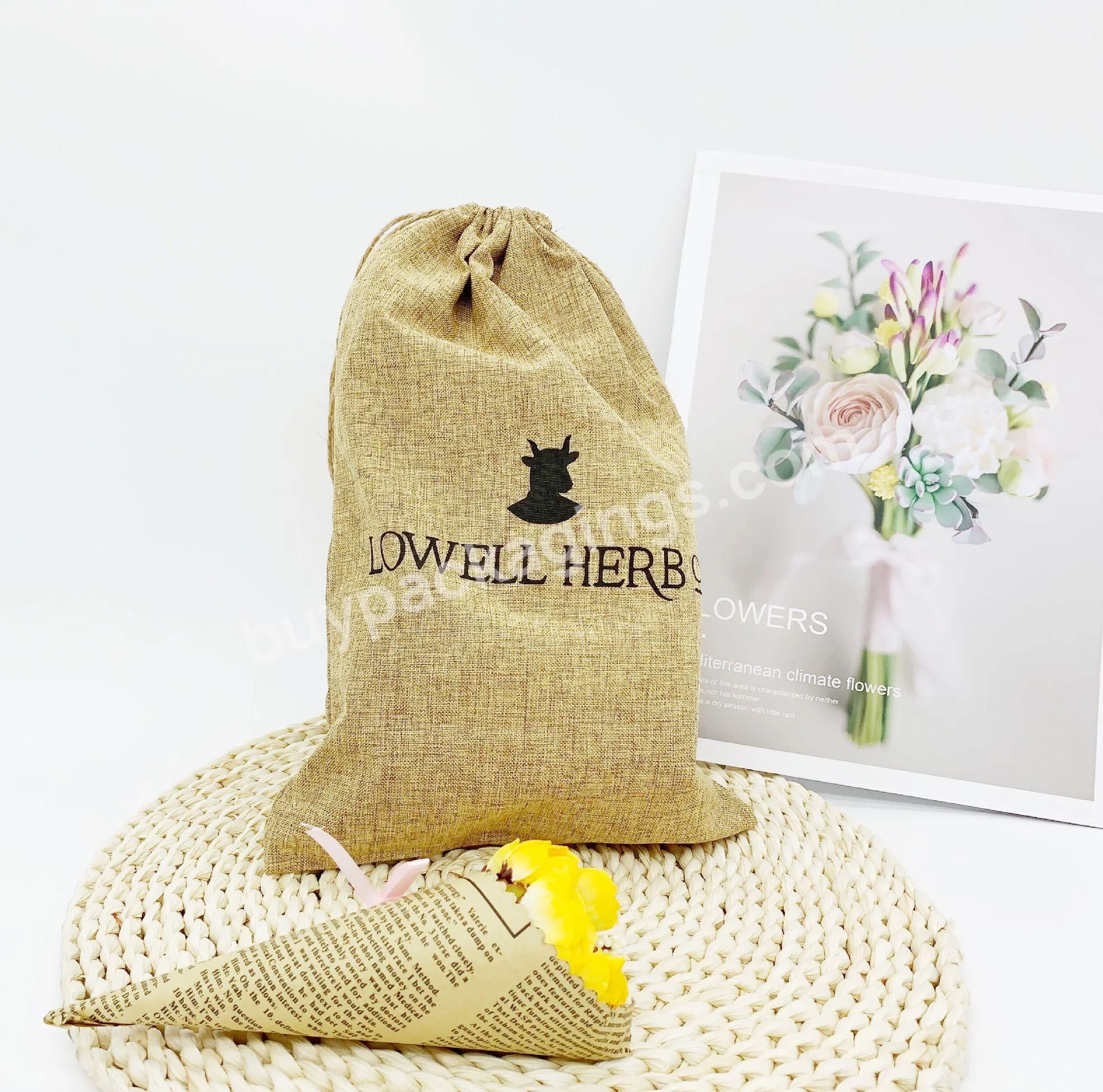 Customized Logo Small Hessian Burlap Jute Bags Drawstring Bag For Christmas Candy Birthday Wedding Party Favors Jewelry