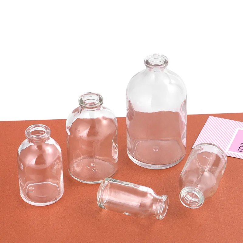 Customized Multiple Capacity Glass Material Penicillin Bottle 7ml 50ml 100ml Bayonet Essence Separate Bottle For Medicine