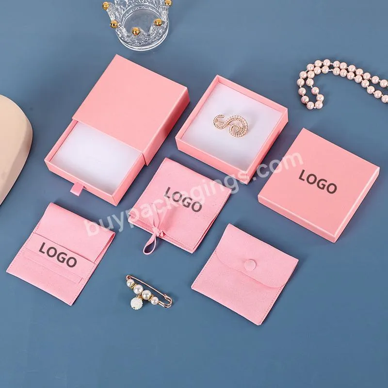 Customized Paper Cardboard Drawer Pink Jewelry Gift Boxes  Earring Bracelet Ring Drawer Jewelry Packaging Box