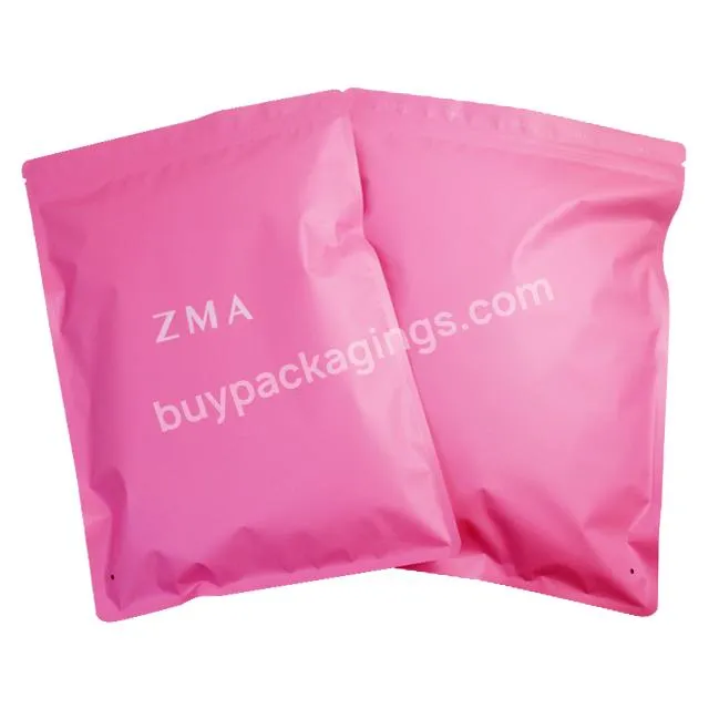 Customized Plastic Clothes Packaging Logo Printing Aluminum Foil Garment Mylar Zipper Pouch Matte Pink Ziplock Clothing Bag