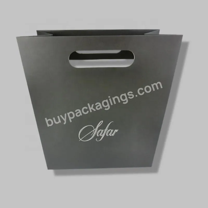 Customized Printed Logo Die Cut Heavy Duty Handle Boutique Blue Shopping Kraft Art Paper Envelope Bag Gift Bags With Cover Flap