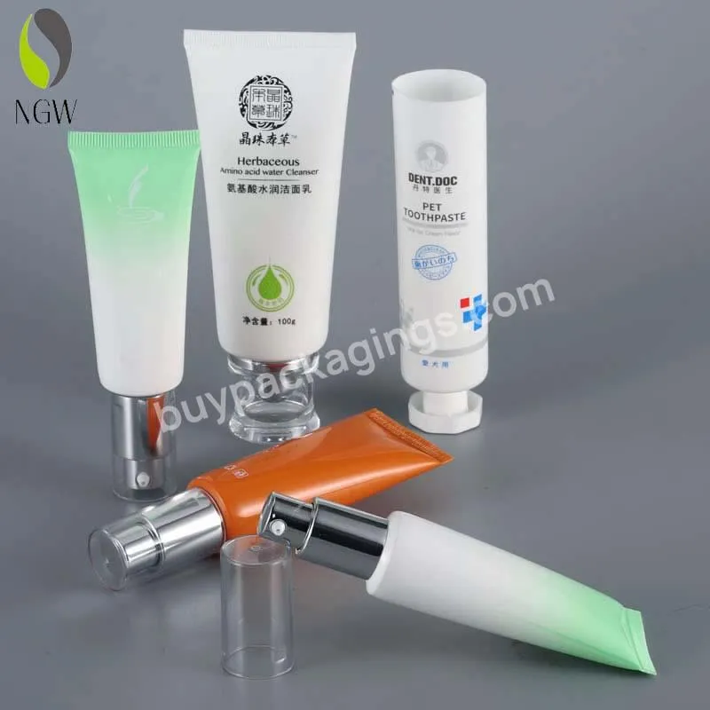 Customized Skin Cream Bb Cream Face Wash Lotion Empty Cosmetic Tube Plastic Packaging Tube With Pump