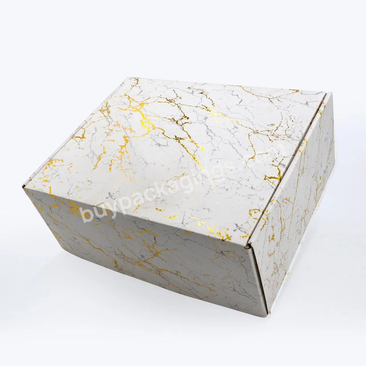 Customized White Marble Gold Favor Box Packaging With Gold Inlay And Vein