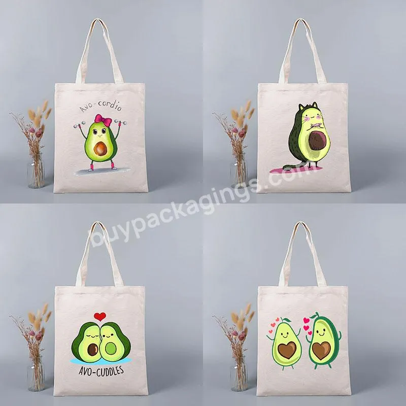 Cute Avocado Cartoons Fashion Pattern Print Eco Tote Bag Women Shopping Bags Printing Handbag Canvas Shopper Shoulder Bag