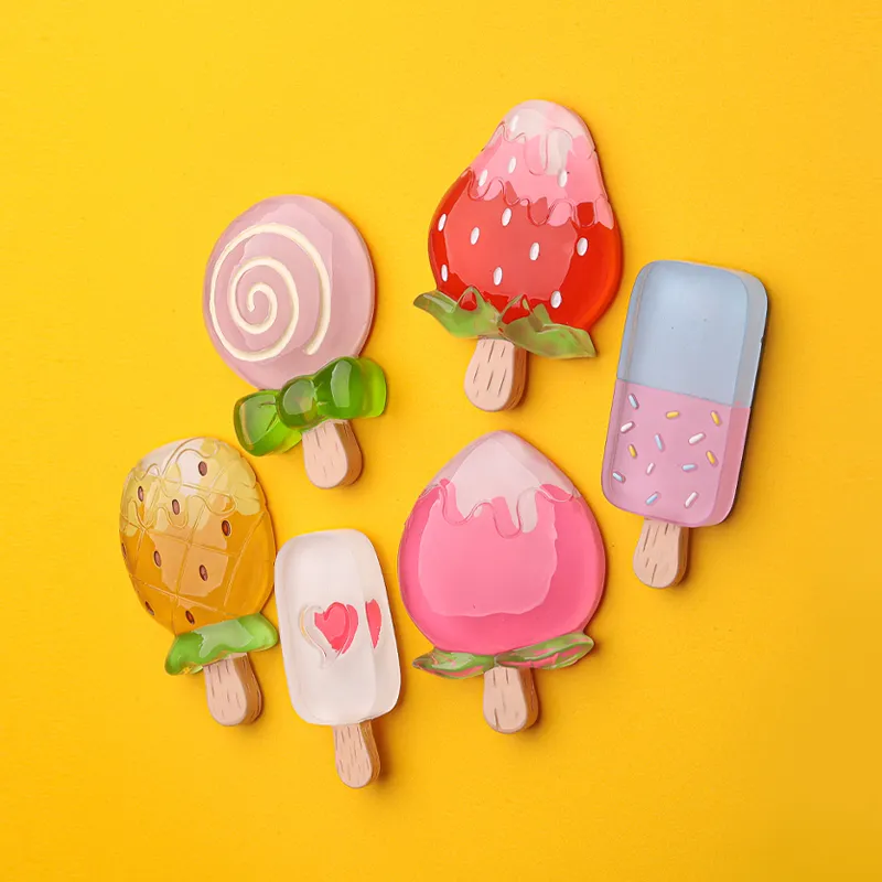 Cute Clear Popsicle Fridge Magnets Ice Cream 3D Resin Refrigerator Magnets