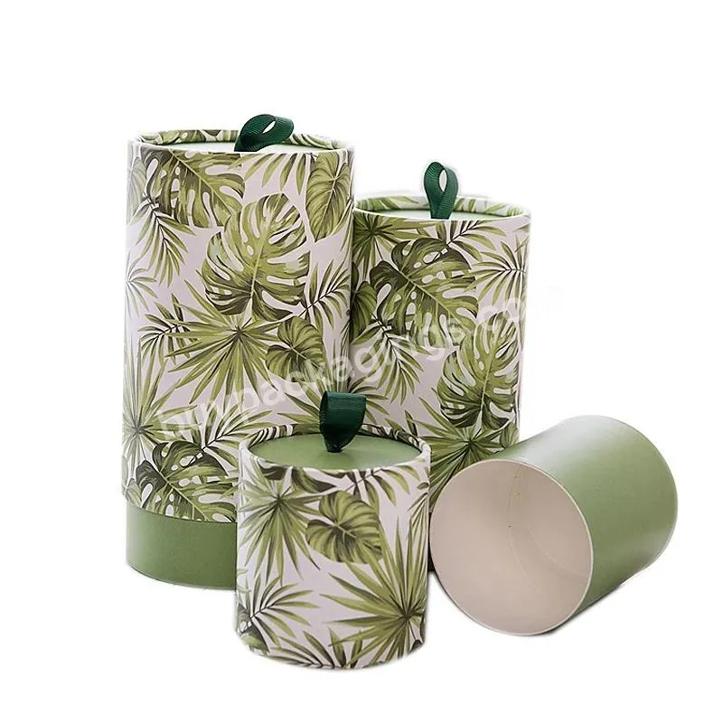 Cylinder Packaging Tube Round Paper Box With Ribbon