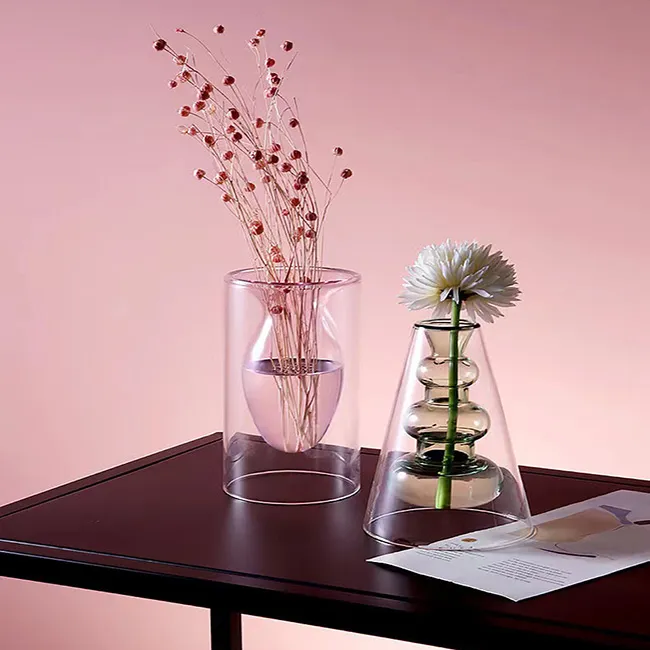 Decorative Colored Clear Glass Flower VaseGlass Vases For Home Decoration