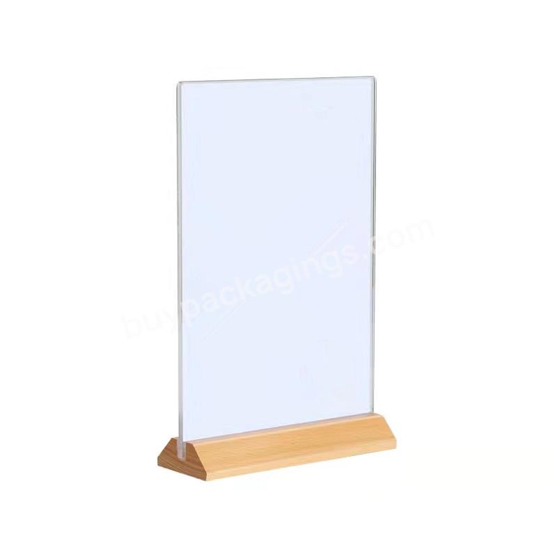 Desktop Display Pyramid Shape Wood Base T-shaped Tabletop Standing Table Tents Wooden Base Acrylic Table Menu Holder - Buy Acrylic Table Tent Frame Tabletop Photo Frame Menu Holder Display Stand With Wood Base Size A4 A5 A6,Acrylic Table Tent Frame T